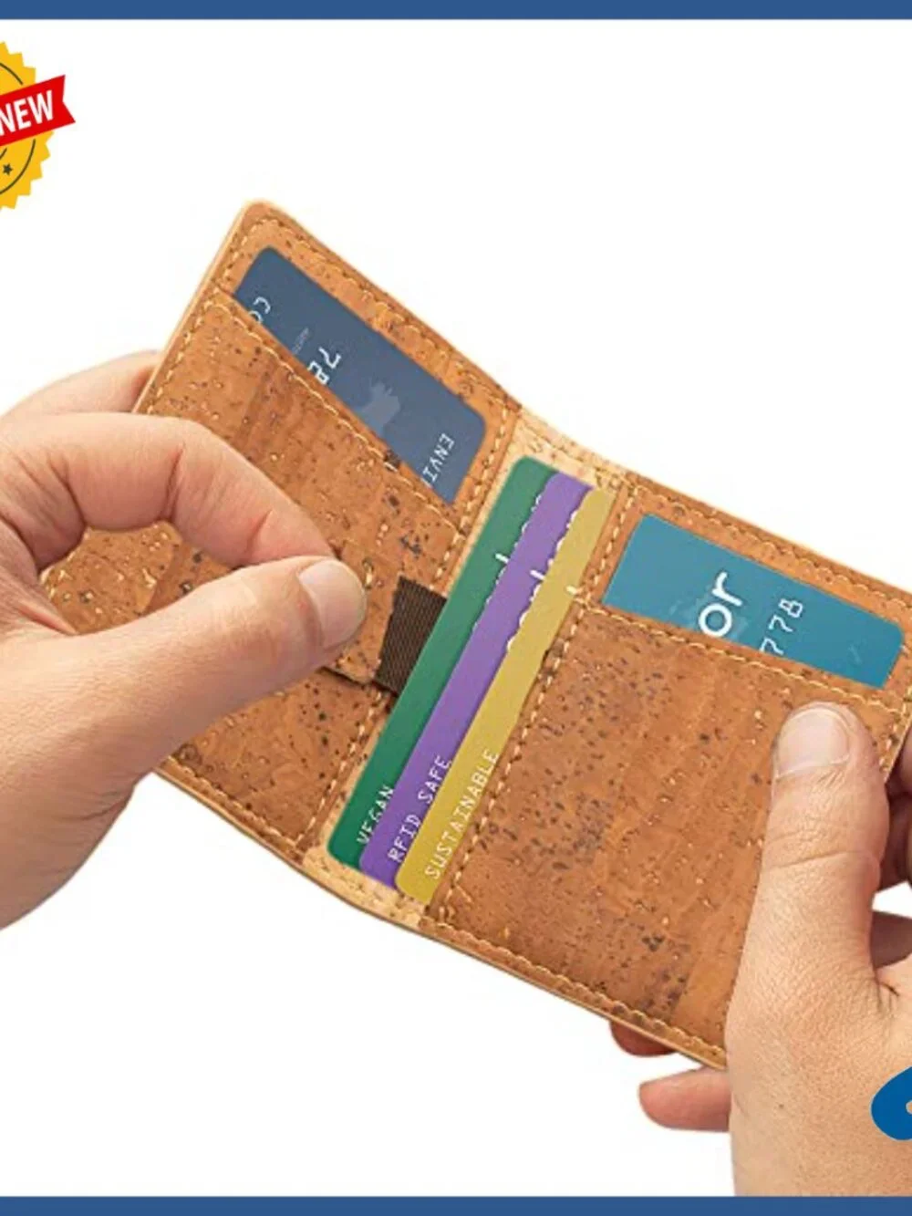 Slim Minimalist RFID Wallet, Eco Cork, Front Pocket Carry